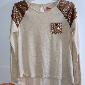 Light Beige Long-Sleeved Sparkly Top
